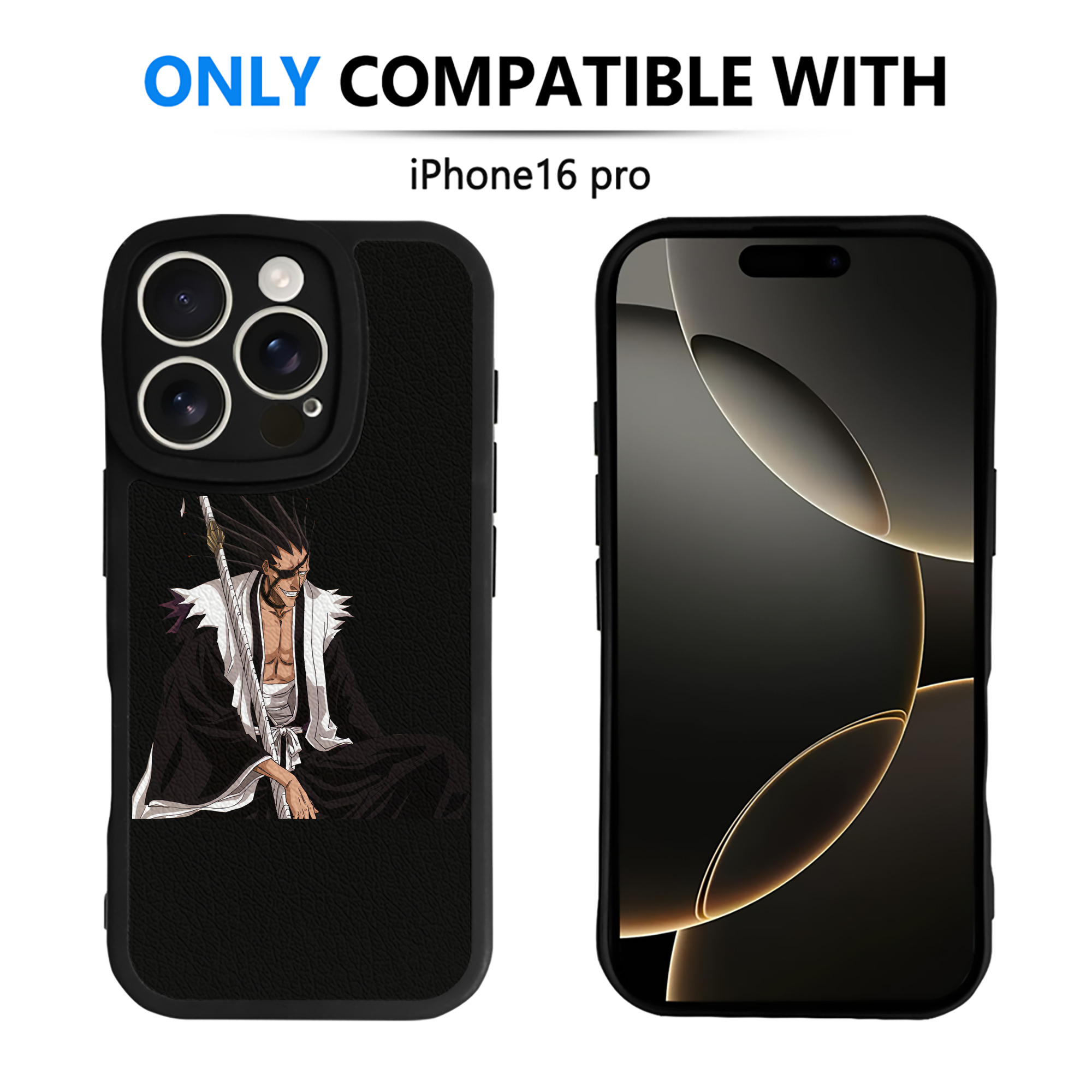 （画像用） ブリーチ ざらき けんぱち BLEACH Zaraki Kenpachi 【iPhone 16シリーズ対応】シリコンスマホケース（レザー調） 材質：シリコン